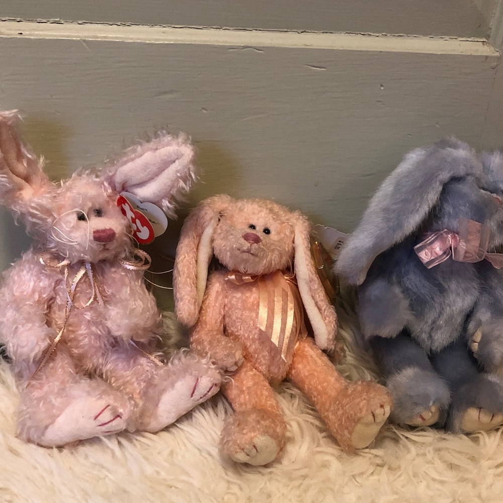 Ty attic treasure Bunny Trio - Pink, Peach, Blue
